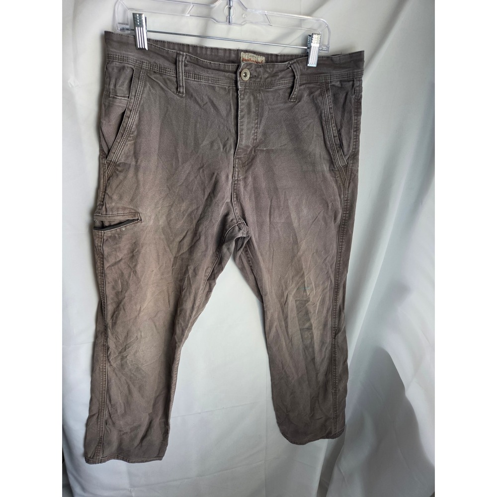 Weatherproof Vintage Mens Utility Canvas Pants Brown Straight Leg